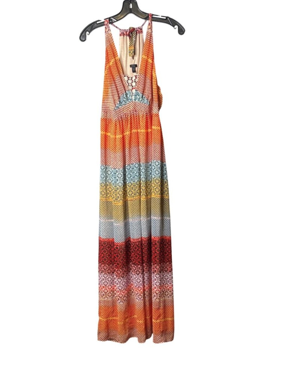 Soma Maxi Dress Size S Colorful Geometric Floral Striped Sheer Lined